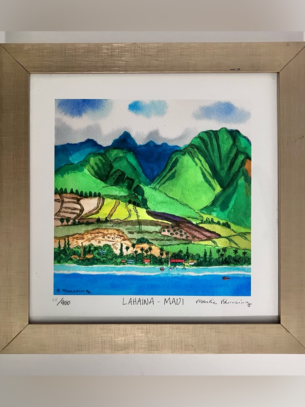 Hawaii Artist ROSALIE PRUSSING (1924-2011) / LAHAINA-MAUI Limited Edition Giclee